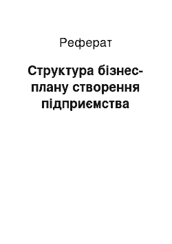 Реферат: Структура бизнес-плана создания предприятия