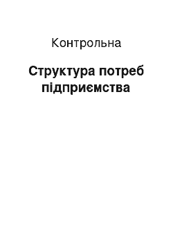 Контрольная: Структура потреб підприємства