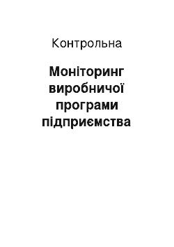 Контрольная: Моніторинг виробничої програми підприємства