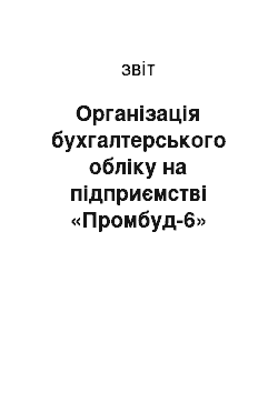 Отчёт: Організація бухгалтерського обліку на підприємстві «Промбуд-6»