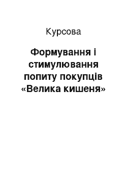 Курсовая: Формування і стимулювання попиту покупців «Велика кишеня»