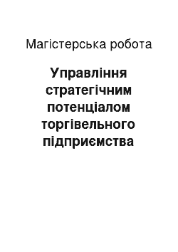 Магистерская работа: Управління стратегічним потенціалом торгівельного підприємства