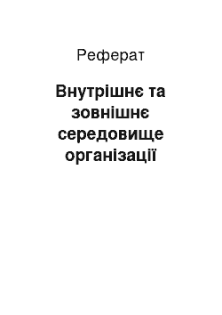 Реферат: Внутрішнє та зовнішнє середовище організації