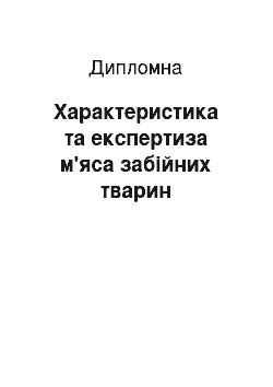 Дипломная: Характеристика та експертиза м'яса забійних тварин