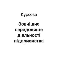 Курсовая: Зовнішнє середовище діяльності підприємства