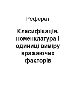 Реферат: Класифікація, номенклатура і одиниці виміру вражаючих факторів фізичної та хімічної дії джерел техногенних небезпек