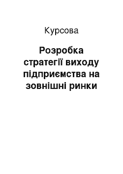 Курсовая: Розробка стратегії виходу підприємства на зовнішні ринки