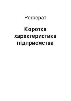 Реферат: Коротка характеристика підприємства