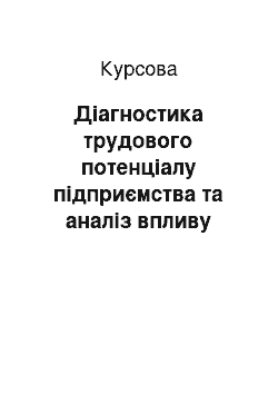 Курсовая: Діагностика трудового потенціалу підприємства та аналіз впливу факторів на підвищення ефективності використання трудового потенціалу підприємства