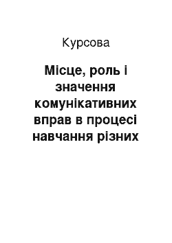 Курсовая: Місце, роль і значення комунікативних вправ в процесі навчання різних видів мовленнєвої діяльності на уроках англійської мови