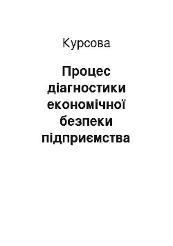 Курсовая: Процес діагностики економічної безпеки підприємства