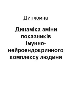 Дипломная: Динамiка змiни показникiв імунно-нейроендокринного комплексу людини під впливом рунної психографії