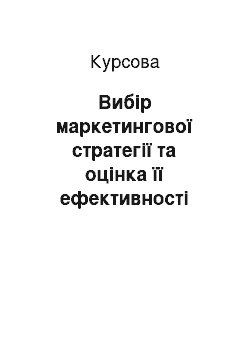 Курсовая: Вибір маркетингової стратегії та оцінка її ефективності