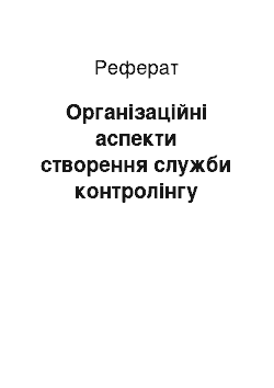 Реферат: Організаційні аспекти створення служби контролінгу