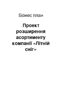 Бизнес-план: Проект розширення асортименту компанії «Літній сніг»