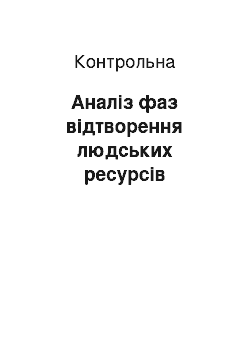 Контрольная: Аналіз фаз відтворення людських ресурсів