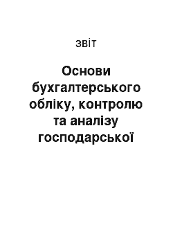 Отчёт: Основи бухгалтерського обліку, контролю та аналізу господарської діяльності підприємства