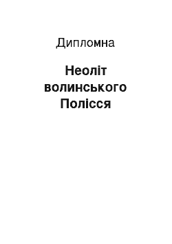 Дипломная: Неоліт волинського Полісся