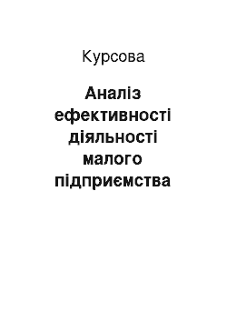 Курсовая: Аналіз ефективності діяльності малого підприємства