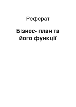 Реферат: Бізнес-план та його функції