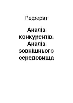 Реферат: Анализ конкурентов. Анализ внешней среды