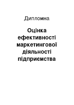 Дипломная: Оцінка ефективності маркетингової діяльності підприємства