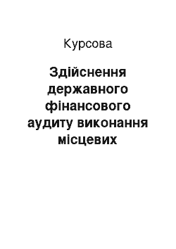 Курсовая: Здійснення державного фінансового аудиту виконання місцевих бюджетів