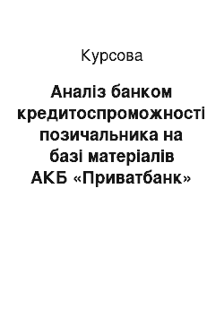 Курсовая: Аналіз банком кредитоспроможності позичальника на базі матеріалів АКБ «Приватбанк»