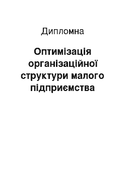 Дипломная: Оптимізація організаційної структури малого підприємства