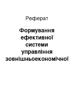 Реферат: Формування ефективної системи управління зовнішньоекономічної діяльності регіону