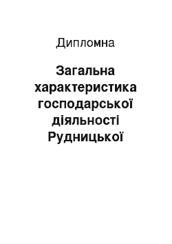 Дипломная: Загальна характеристика господарської діяльності Рудницької селищної ради