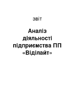 Отчёт: Аналіз діяльності підприємства ПП «Віділайт»