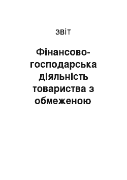 Отчёт: Фінансово-господарська діяльність товариства з обмеженою відповідальністю