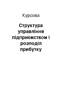 Курсовая: Структура управління підприємством і розподіл прибутку