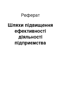 Реферат: Шляхи підвищення ефективності діяльності підприємства