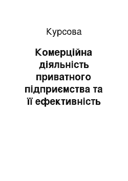 Курсовая: Комерційна діяльність приватного підприємства та її ефективність