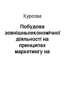 Курсовая: Побудова зовнішньоекономічної діяльності на принципах маркетингу на прикладі діяльності компанії Nemiroff