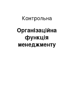 Контрольная: Організаційна функція менеджменту