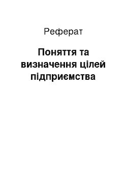 Реферат: Поняття та визначення цілей підприємства