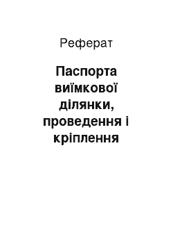 Реферат: Паспорта виїмкової ділянки, проведення і кріплення підземних виробок