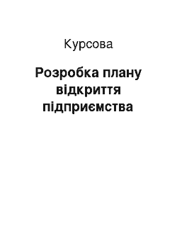 Курсовая: Розробка плану відкриття підприємства