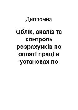 Дипломная: Облік, аналіз та контроль розрахунків по оплаті праці в установах по пенсійному забезпеченню на прикладі Управління Пенсійного Фонду України в Новгородківс