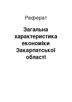 Реферат: Загальна характеристика економіки Закарпатської області