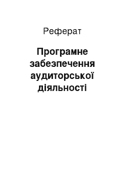 Реферат: Програмне забезпечення аудиторської діяльності