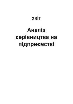 Отчёт: Аналіз керівництва на підприємстві