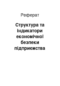 Реферат: Структура та індикатори економічної безпеки підприємства