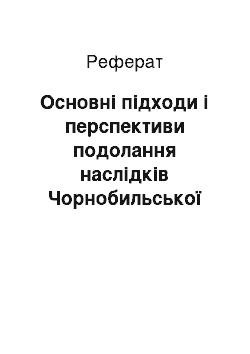 Реферат: Основні підходи і перспективи подолання наслідків Чорнобильської катастрофи