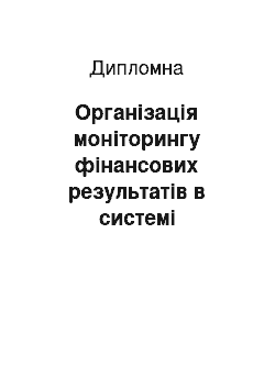 Дипломная: Організація моніторингу фінансових результатів в системі управління прибутковістю підприємства