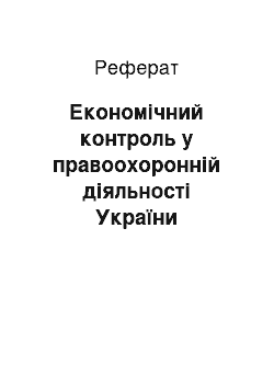 Реферат: Економічний контроль у правоохоронній діяльності України