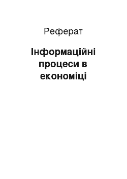 Реферат: Інформаційні процеси в економіці